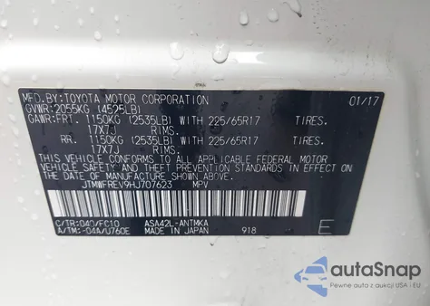 2017 Toyota Rav4 Xle z USA, uszkodzony, nr VIN JTMWFREV9HJ707623